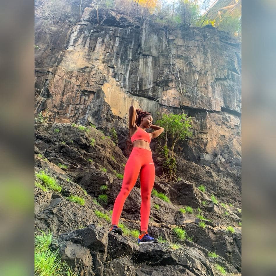 Fenny Chitengu training outdoors near Victoria Falls